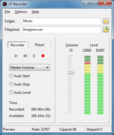 LP Recorder 11.1.0 software screenshot