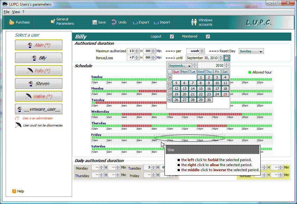LUPC 5.07 software screenshot