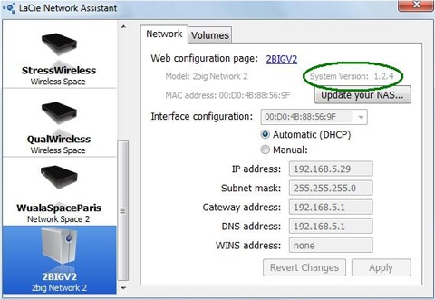 LaCie Network Assistant 1.5.16.73 software screenshot