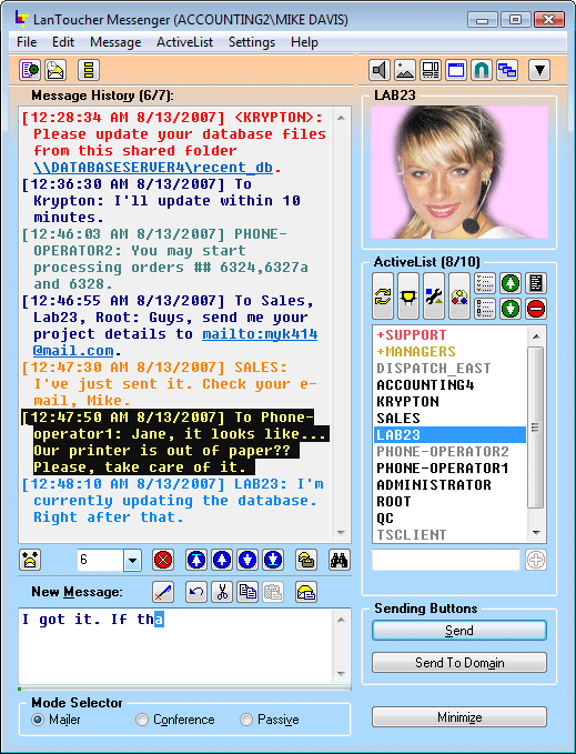 LanToucher Instant Messenger 1.61 software screenshot