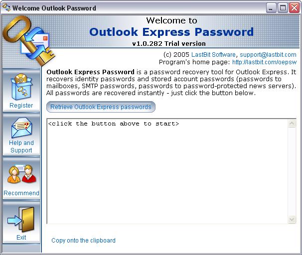 LastBit OutlookExpress Password Recovery 1.5.295 software screenshot