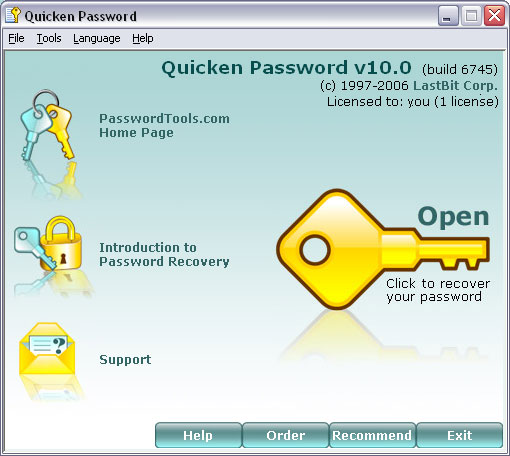 LastBit Quicken Password Recovery 11.0.8050 software screenshot