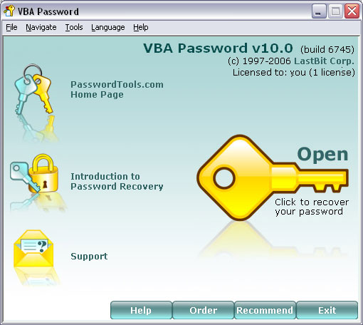 LastBit VBA Password Recovery 11.0.8050 software screenshot