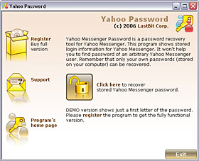 LastBit Yahoo Messenger Password Recovery 2.0.370 software screenshot