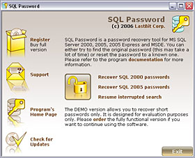 Lastbit SQL Password Recovery 2.5.593 software screenshot