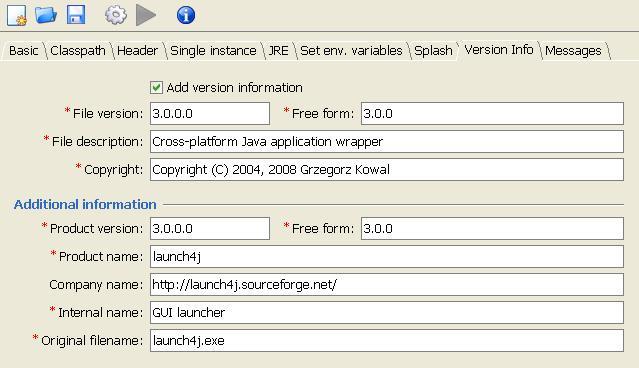 Launch4j 3.9 software screenshot