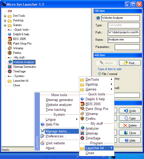 Launcher 1.8.5 software screenshot