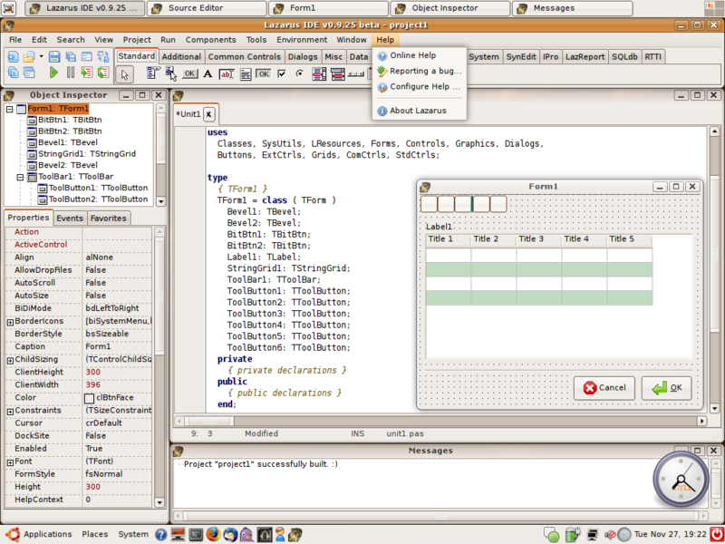Lazarus 1.6.2 software screenshot