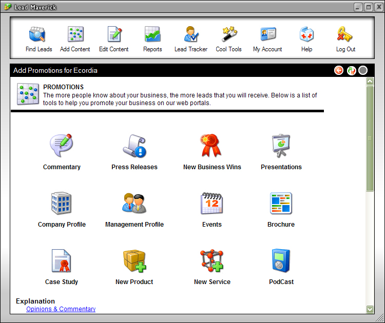 Lead Maverick 2.0 software screenshot