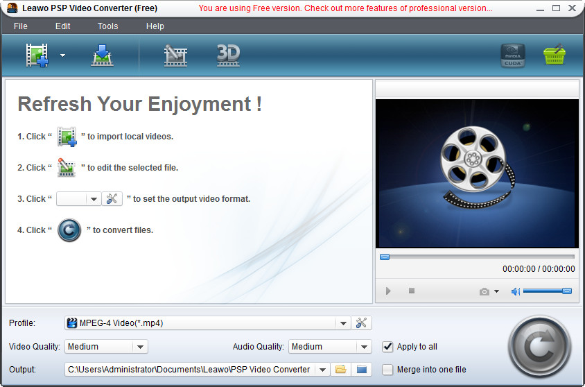Leawo Free PS3 Converter 5.0.0.0 software screenshot