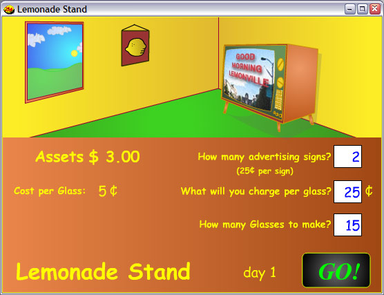 Lemonade Stand 1.6b software screenshot