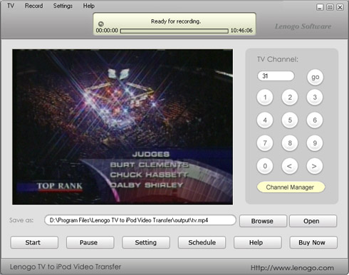 Lenogo TV to iPod Video Transfer 3.0 software screenshot