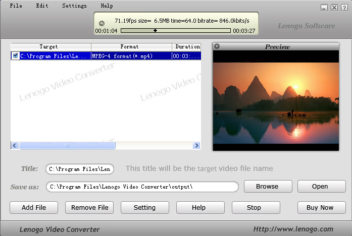 Lenogo Video Converter 2.0 software screenshot