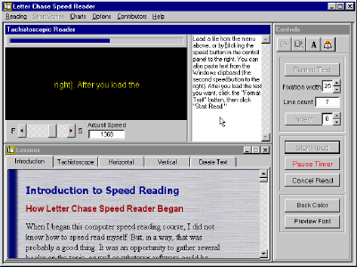 Letter Chase Speed Reader 1.3 software screenshot