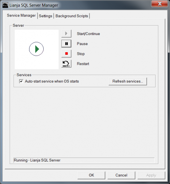 Lianja SQL Server 3.4.1 software screenshot