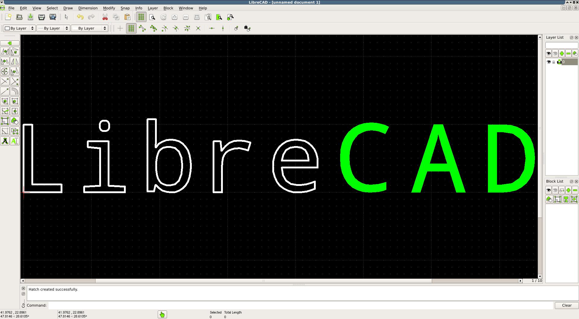 LibreCAD 2.1.1 software screenshot