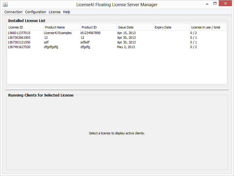License4J Floating License Server 4.6.7 software screenshot