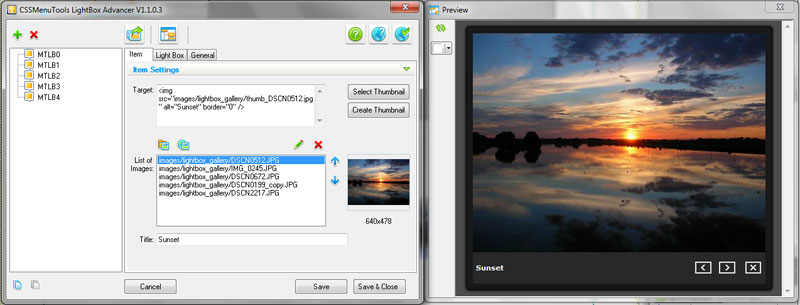 LightBox Advancer for Dreamweaver 1.3.1.0 software screenshot
