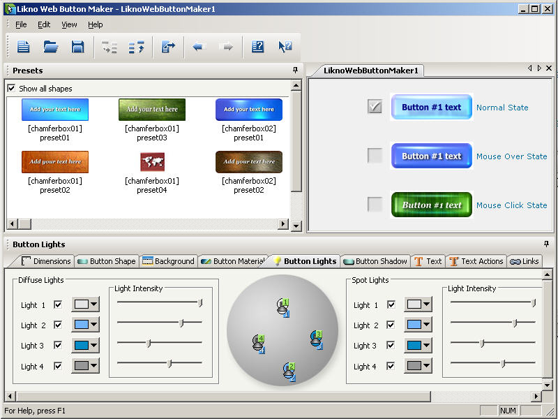 Likno Web Button Maker Free 1.4 software screenshot