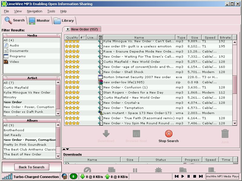 LimeWire MP3 4.0.0 software screenshot