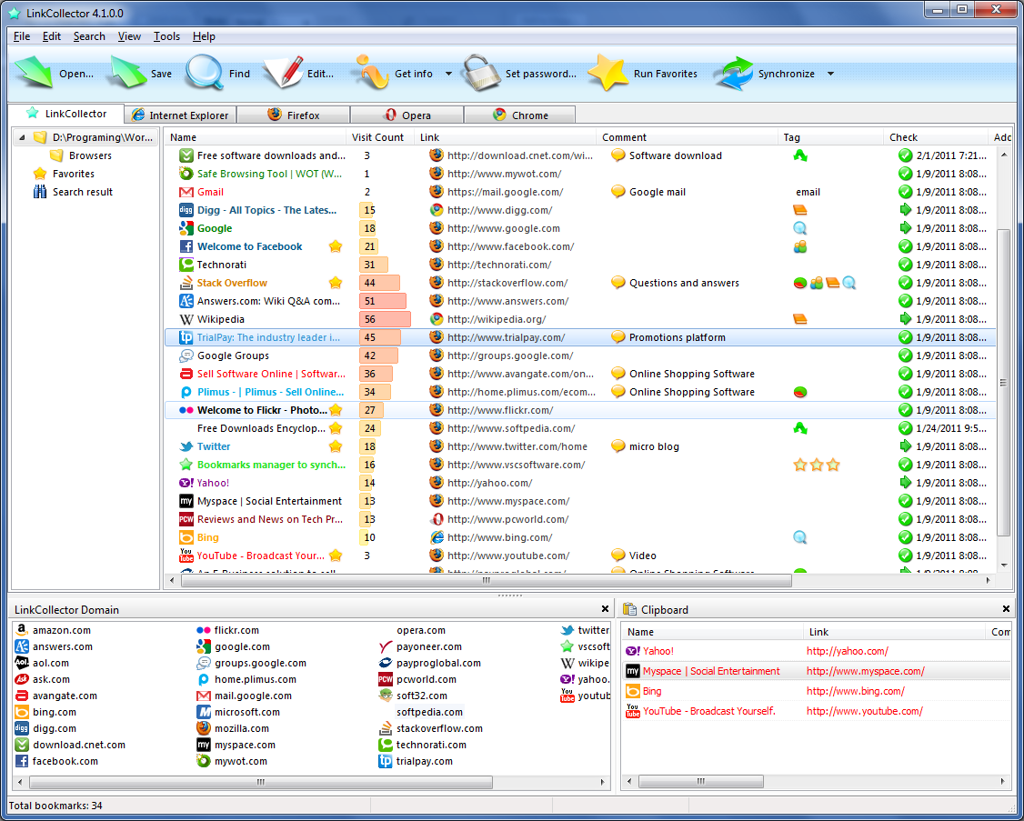 LinkCollector Portable Edition 4.5.3.0 software screenshot