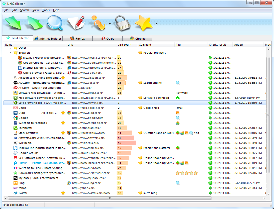 LinkCollector Portable 3.7.3 software screenshot