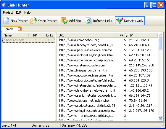 LinkHunter 1.01 software screenshot