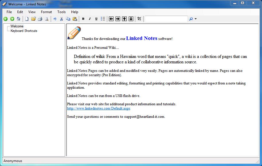 Linked Notes 2.5.6070.24757 software screenshot