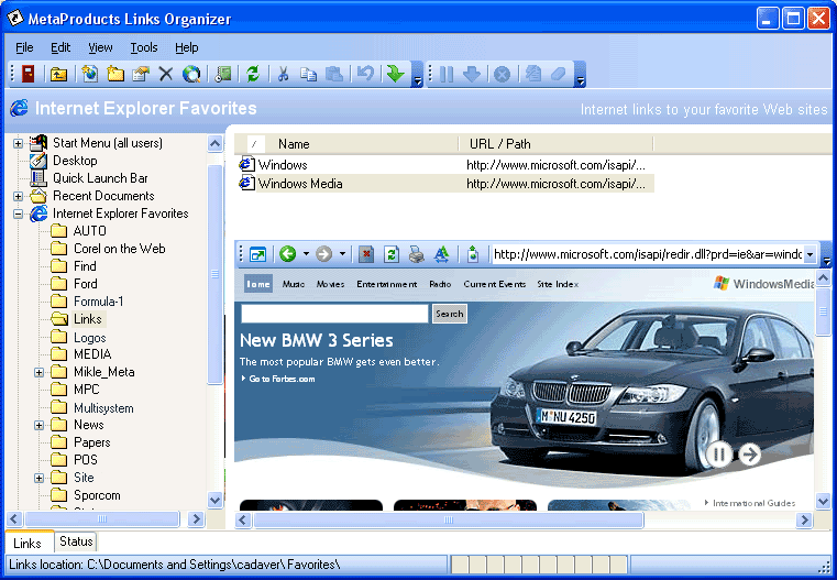 Links Organizer 2.4.165 software screenshot