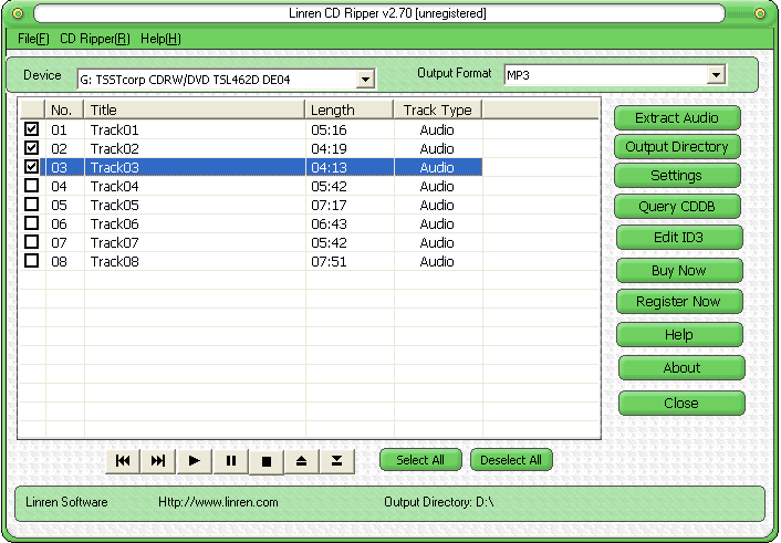 Linren CD Ripper 2.70 software screenshot