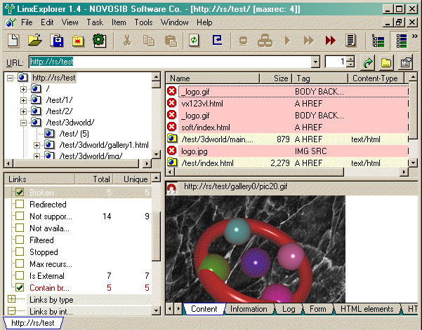 LinxExplorer 1.4 software screenshot