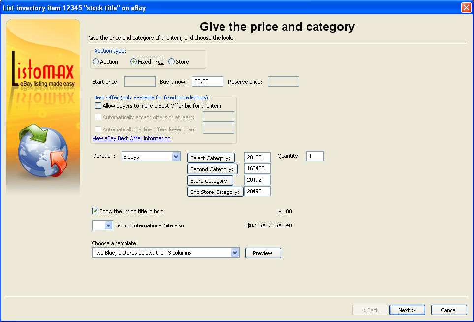 Listomax 3.31 software screenshot