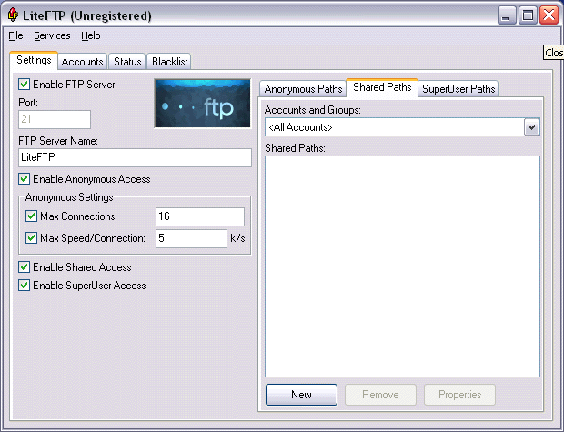 LiteFTP 2.6 software screenshot