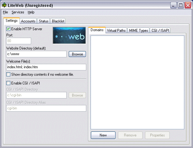 LiteWeb 2.7 software screenshot