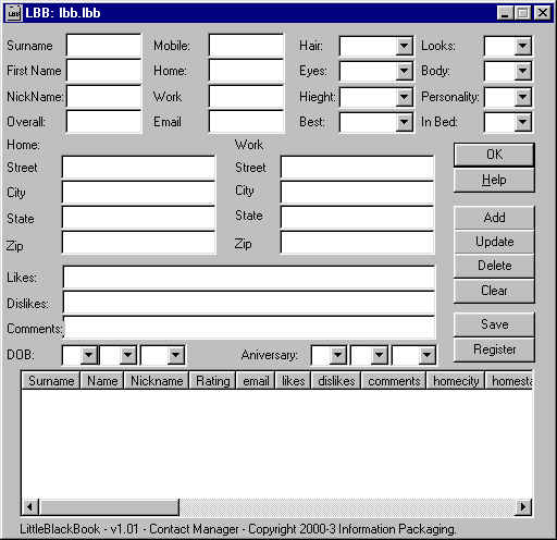Little Black Book 1.01 software screenshot