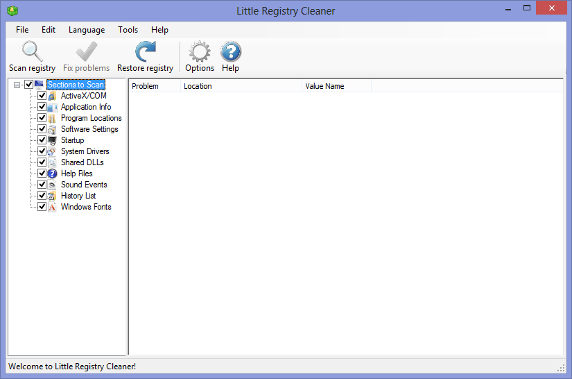 Little Registry Cleaner 1.6 software screenshot
