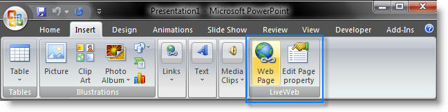 LiveWeb for PowerPoint 3.0 software screenshot