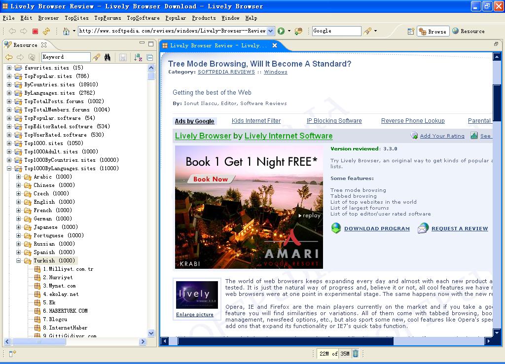 Lively Browser 4.3.0 software screenshot