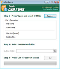 Loaris chm2web 1.0 software screenshot