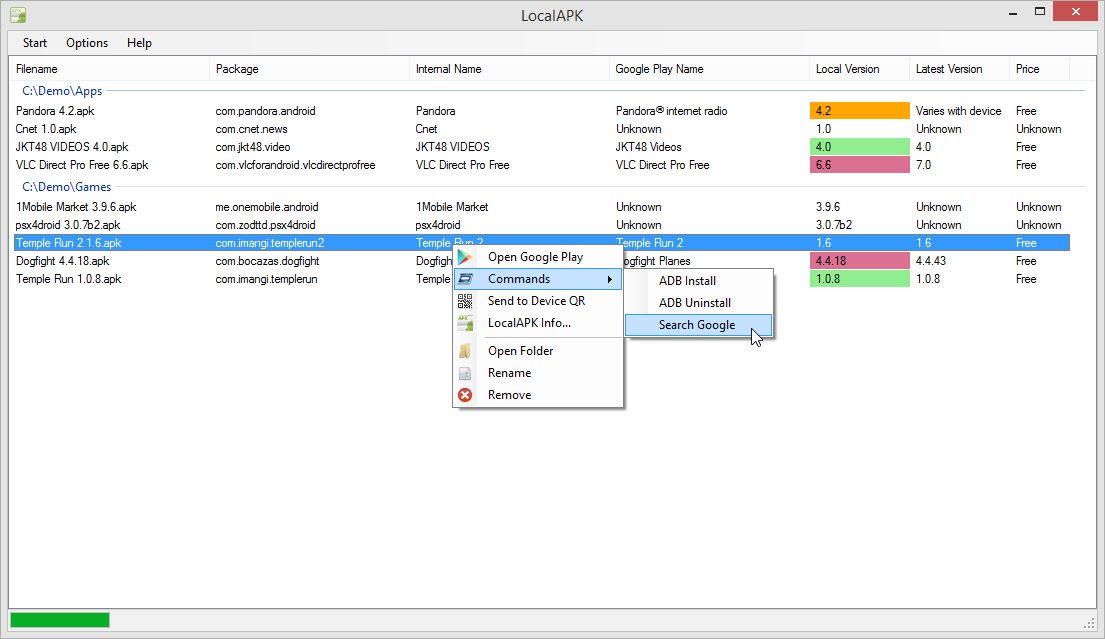 LocalAPK 2.0 software screenshot
