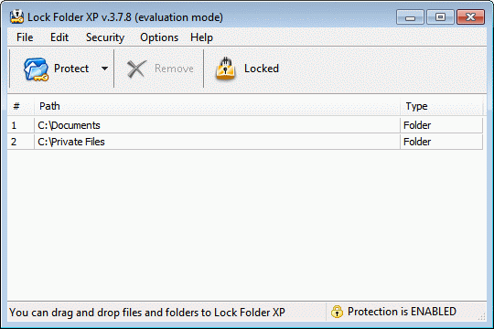 Lock Folder XP 3.9 software screenshot