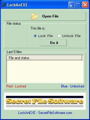 LockAnEXE 1.24 software screenshot