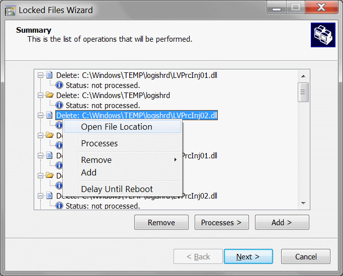Locked Files Wizard 2.4 software screenshot