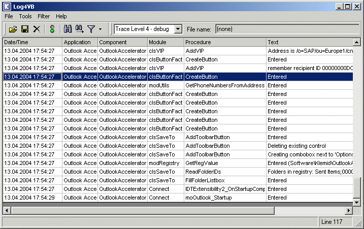 Log4VB 1.1 software screenshot