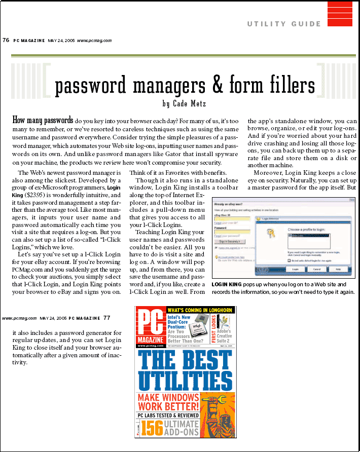 Login King Password Manager (Form-Filler Edition) 2007 software screenshot