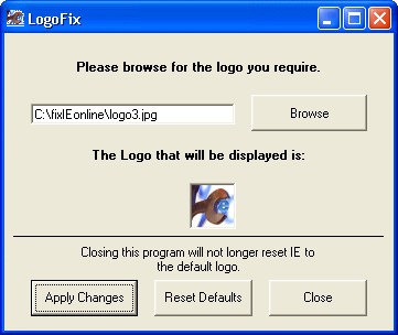 LogoFix IE Logo Branding Software 1.1 software screenshot