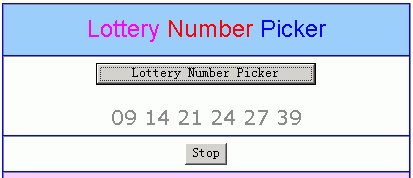 Lottery Number Picker 1.0 software screenshot