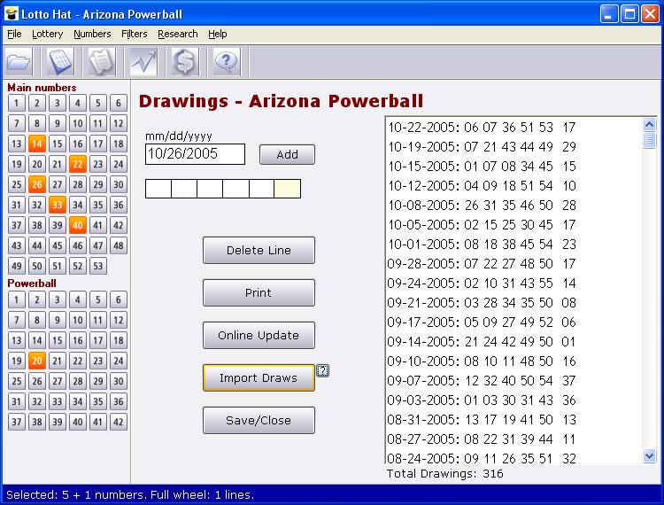 Lotto Hat 3.6 software screenshot