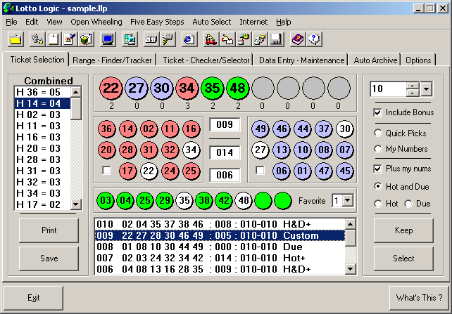 Lotto Logic Lottery Software 7.0.6 software screenshot