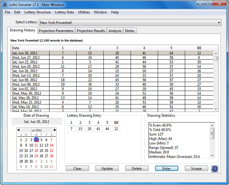 Lotto Sorcerer 8.2 software screenshot
